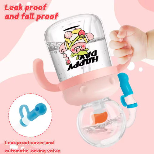 Children's Whale Cartoon Diving Fountain Water Bottle - Tritan Leakproof Sippy Cup (Various Sizes & Colors)